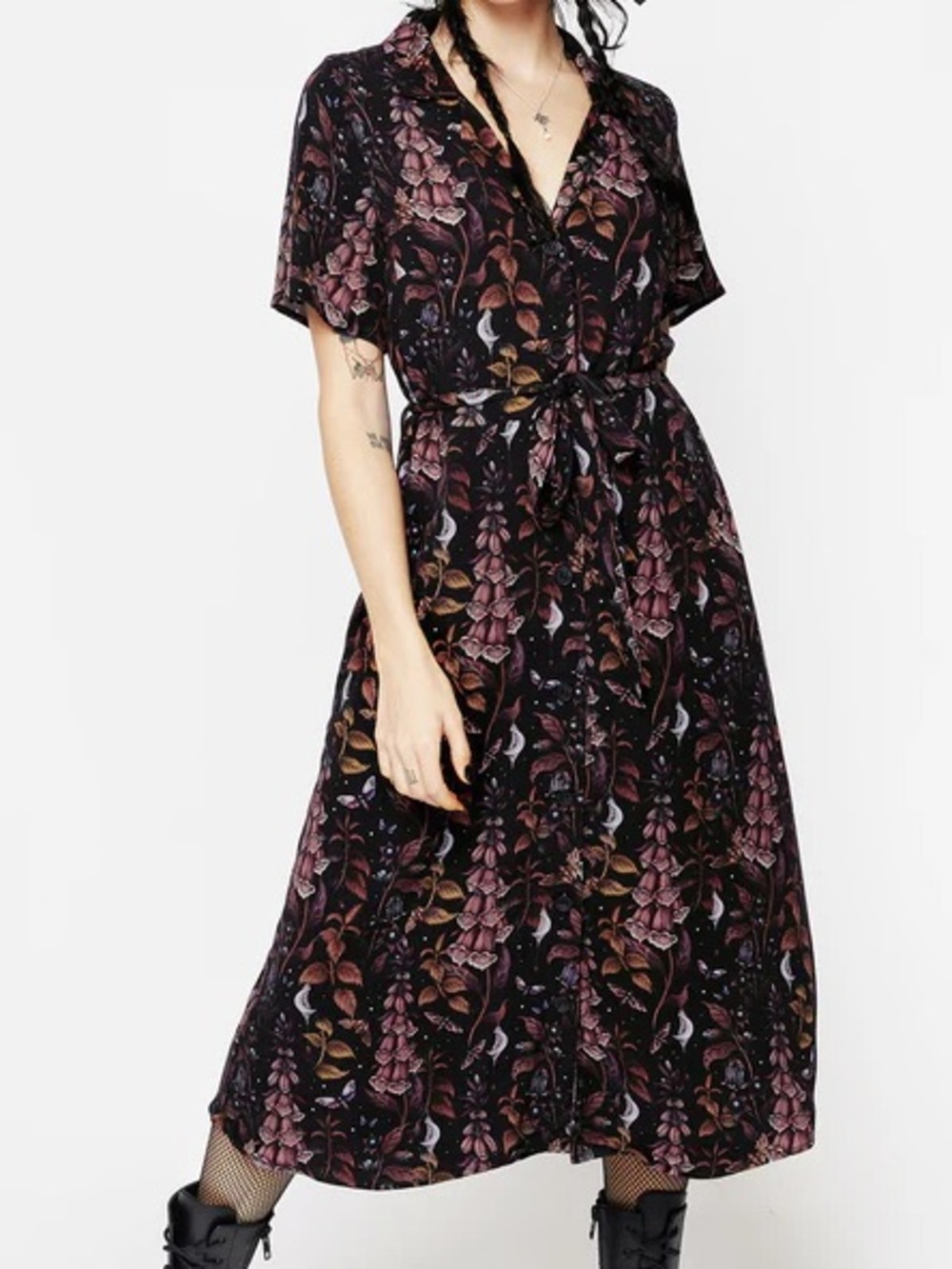 Disturbia Foxglove Midi Shirt Dress